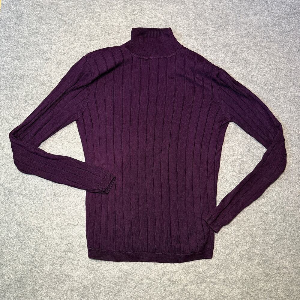 MARK ALEXANDER Studio Women M Ribbed Turtleneck Sweater Purple Black